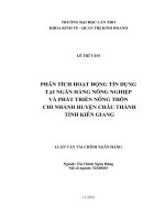 phân tích hoạt động tín dụng tại ngân hàng nông nghiệp và phát triển nông thôn chi nhánh huyện châu thành tỉnh kiên giang
