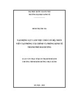Tạo động lực làm việc cho cán bộ, nhân viên tại phòng tài chính và phòng kinh tế thành phố hải dương 