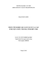 phân tích hiệu quả sản xuất ca cao ở huyện châu thành, tỉnh bến tre