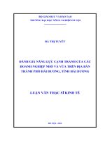 Đánh giá năng lực cạnh tranh của các doanh nghiệp nhỏ và vừa trên địa bàn thành phố hải dương, tỉnh hải dương 