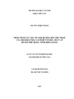 phân tích các yếu tố ảnh hưởng đến thu nhập của hộ khai thác lưới rê ven bờ (lớn hơn 90 cv) ở huyện phú quốc, tỉnh kiên giang