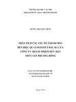 phân tích các yếu tố ảnh hưởng đến hiệu quả logistics đầu ra của công ty trách nhiệm hữu hạn thủy sản phương đông
