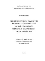 phân tích sự sẵn lòng trả cho việc thu gom, vận chuyển và xử lý rác thải của người dân trên địa bàn quận ninh kiều – thành phố cần thơ