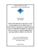 phân tích mối quan hệ giữa chất lượng dịch vụ, sự thỏa mãn và lòng trung thành của khách hàng tại cần thơ đối với dịch vụ chữ ký số của công ty trách nhiệm hữu hạn hệ thống thông tin fse fpt