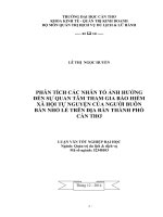 phân tích các nhân tố ảnh hưởng đến sự quan tâm tham gia bảo hiểm xã hội tự nguyện của người buôn bán nhỏ lẻ trên địa bàn thành phố cần thơ