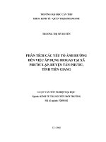 phân tích các yếu tố ảnh hưởng đến việc áp dụng biogas tại xã phước lập, huyện tân phước, tỉnh tiền giang