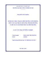 Đánh giá thực trạng môi trường nuôi trồng thuỷ sản tại thị xã chí linh, tỉnh hải dương và đề xuất giải pháp bảo vệ môi trường 