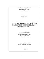 phân tích hiệu quả sản xuất lúa của các nông hộ trên địa bàn tỉnh sóc trăng