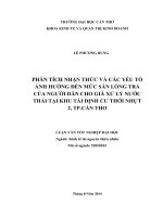phân tích nhận thức và các yếu tố ảnh hưởng đến mức sẵn lòng trả của người dân cho giá xử lý nước thải tại khu tái định cư thới nhựt 2, tp cần thơ