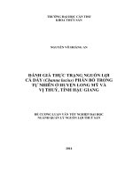 đánh giá thực trạng nguồn lợi cá dày (channa lucius) phân bố trong tự nhiên ở huyện long mỹ và vị thuỷ, tỉnh hậu giang