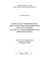 đánh giá quy trình kiểm soát chất lượng hoạt động kiểm toán báo cáo tài chính tại công ty trách nhiệm hữu hạn kiểm toán việt úc