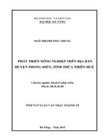 Phát triển nông nghiệp trên địa bàn huyện phong điền, tỉnh thừa thiên huế 