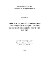 phân tích các yếu tố ảnh hưởng đến việc áp dụng biogas tại xã trường long, huyện phong điền, thành phố cần thơ