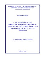 Đánh giá tính thích ứng và khả năng mở rộng của một số dòng, giống lúa mới chất lượng cao tại cánh đồng mường tấc huyện phù yên tỉnh sơn la 