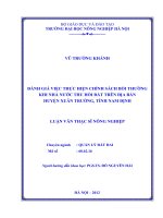 Đánh giá việc thực hiện chính sách bồi thường khi nhà nước thu hồi đất trên địa bàn huyện xuân trường, tỉnh nam định 