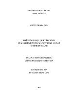 phân tích hiệu quả tài chính của mô hình nuôi cá lóc trong ao đất ở tỉnh an giang