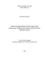 khảo sát hiện trạng nguồn lợi cá dày channa lucius ở thị xã ngã năm và huyện mỹ tú, tỉnh sóc trăng