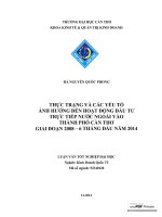 thực trạng và các yếu tố ảnh hưởng đến hoạt động đầu tư trực tiếp nước ngoài vào thành phố cần thơ giai đoạn 2008 đến 6 tháng đầu năm 2014