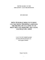 phân tích hoạt động xuất khẩu các mặt hàng tôm đông lạnh sang thị trường mỹ của công ty cổ phần thủy sản minh phú  hậu giang giai đoạn 2011 đến tháng 6 năm 2014