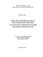 phân tích tình hình tín dụng đối với học sinh sinh viên tại ngân hàng chính sách xã hội chi nhánh tỉnh kiên giang