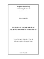 Kiểm toán dự án đầu tư xây dựng tại địa phương của kiểm toán nhà nước  luận văn ths 