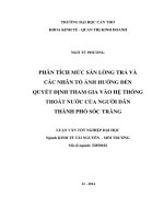 phân tích mức sẵn lòng trả và các nhân tố ảnh hưởng đến quyết định tham gia vào hệ thống thoát nước của người dân thành phố sóc trăng