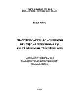 phân tích các yếu tố ảnh hưởng đến việc áp dụng biogas tại thị xã bình minh, tỉnh vĩnh long