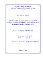 Đánh giá hiện trạng và đề xuất loại hình sử dụng đất nông nghiệp bền vững trên địa bàn huyện kiến xương, tỉnh thái bình 