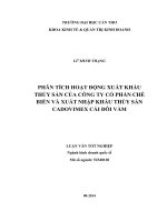 phân tích hoạt động xuất khẩu thủy sản của công ty cổ phần chế biến và xuất nhập khẩu thủy sản cadovimex cái đôi vàm