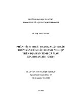 phân tích thực trạng xuất khẩu thủy sản của các doanh nghiệp trên địa bàn tỉnh cà mau giai đoạn 2011 đến tháng 6 năm 2014
