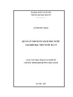Quản lý chi ngân sách nhà nước tại kho bạc nhà nước ba vì  luận văn ths 