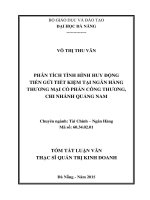 Phân tích tình hình huy động tiền gửi tiết kiệm tại ngân hàng TMCP công thương, chi nhánh quảng nam 