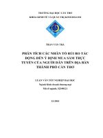 phân tích các nhân tố rủi ro tác động đến ý định mua sắm trực tuyến của người dân trên địa bàn thành phố cần thơ