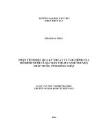 phân tích hiệu quả kỹ thuật và tài chính của mô hình nuôi cá sặc rằn thâm canh ở huyện tháp mười, tỉnh đồng tháp