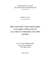 phân tích thực trạng hoạt động xuất khẩu cátra sang eu của công ty tnhh thủy sản vĩnh nguyên