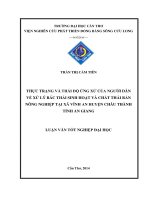 thực trạng và thái độ ứng xử của người dân về xử lý rác thải sinh hoạt và chất thải rắn nông nghiệp tại xã vĩnh an huyện châu thành tỉnh an giang