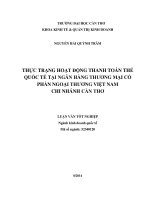 thực trạng hoạt động thanh toán thẻ quốc tế tại ngân hàng thương mại cổ phần ngoại thương việt nam chi nhánh cần thơ