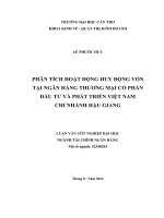 phân tích hoạt động huy động vốn tại ngân hàng thương mại cổ phần đầu tư và phát triển việt nam chi nhánh hậu giang