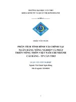 phân tích tình hình tài chính tại ngân hàng nông nghiệp và phát triển nông thôn việt nam chi nhánh cái răng, thành phố cần thơ