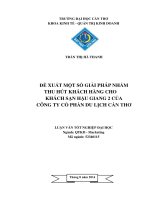 đề xuất một số giải pháp nhằm thu hút khách hàng cho khách sạn hậu giang 2 của công ty cổ phần du lịch cần thơ