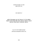 phân tích hiệu quả kỹ thuật và tài chính trong nuôi tôm thẻ chân trắng thâm canh ở huyện vĩnh châu, tỉnh sóc trăng