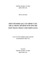 phân tích hiệu quả tài chính và kỹ thuật trong mô hình nuôi tôm thẻ chân trắng thâm canh ở kiên giang