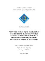 phân tích sự tác động của lãi suất đến tình hình huy động vốn tại ngân hàng nông nghệp và phát triển nông thôn việt nam chi nhánh châu thành a,  hậu giang
