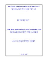 Tình hình nhiễm sán lá nhỏ ở chó mèo nuôi tại huyện giao thủy tỉnh nam định 