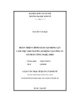 Hoàn thiện chính sách tạo động lực làm việc cho người lao động tại công ty cổ phần công nghệ apro 