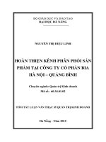 Hoàn thiện kênh phân phối sản phẩm tại công ty cổ phần bia hà nội   quảng bình 