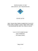 thực trạng hoạt động marketing tại ngân hàng nông nghiệp và phát triển nông thôn chi nhánh huyện phú tân, tỉnh an giang