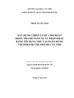 xây dựng chiến lược cho hoạt động thanh toán xuất nhập khẩu bằng tín dụng thư tại ngân hàng vietinbank chi nhánh cần thơ