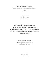 đánh giá và hoàn thiện quy trình phân tích trong kiểm toán báo cáo tài chính tại công ty tnhh kiểm toán tư vấn khang việt