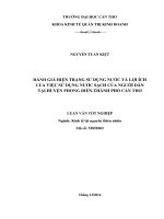 đánh giá hiện trạng sử dụng nước và lợi ích của việc sử dụng nước sạch của người dân tại huyện phong điền thành phố cần thơ
